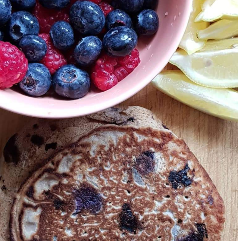 Low FODMAP Blueberry pancakes